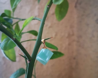 Jade Inspired Cube Shape Gold Pendant/Charm