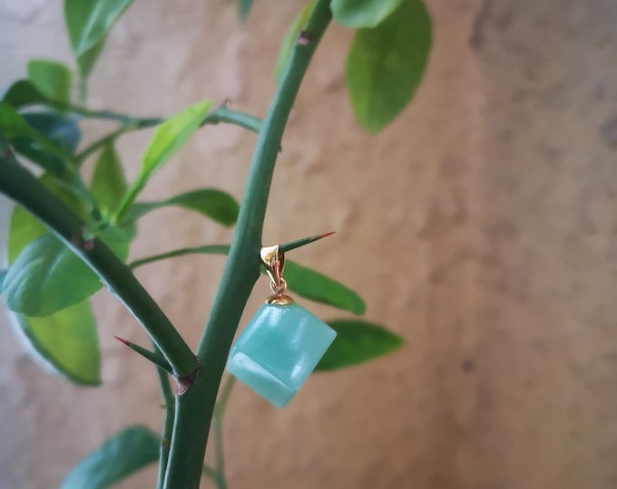 Jade Inspired Cube Shape Gold Pendant/Charm