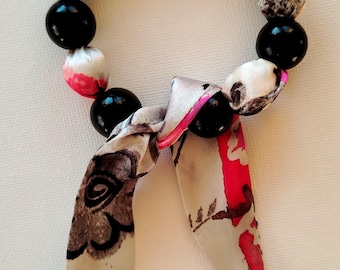 Wood and silk bracelet
