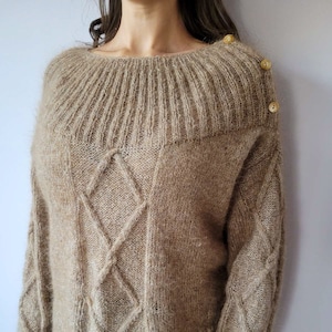 Mohair sweater hand knit, Fuzzy pullover, Soft and warm wool top, Fluffy jumper, y2k clothing, handmade knitwear