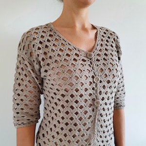 Crocheted Linen Jacket for Women Handmade Linen Cardigan - Etsy