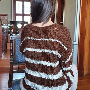 Wool sweater, Hand knit pullover sweater ready to buy, Warm woolly cozy jumper, Chunky knit pullover, Brown sweater, Fall soft top image 7