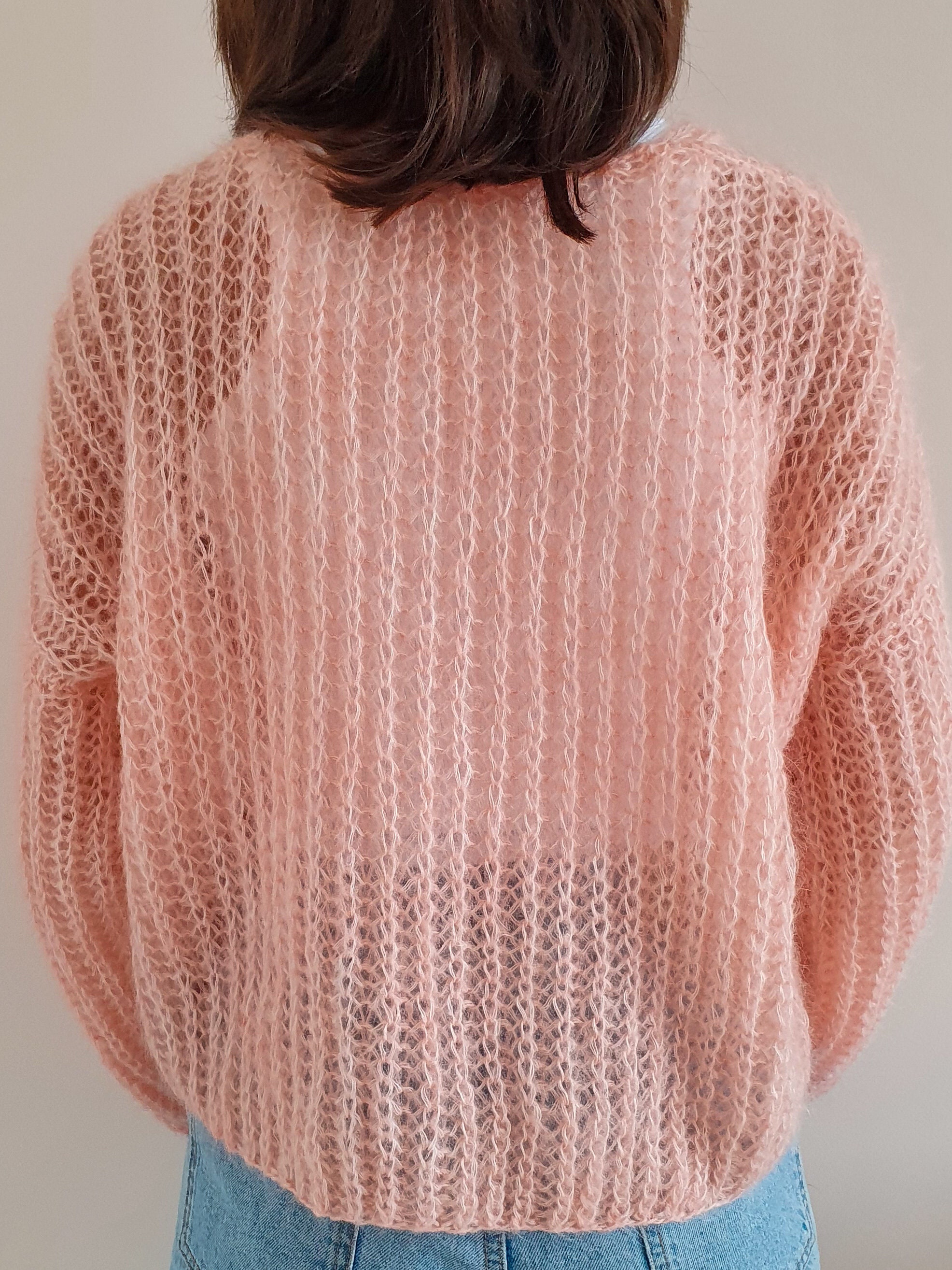 Mohair Cardigan Jacket for Women, Open Front Mohair Sweater