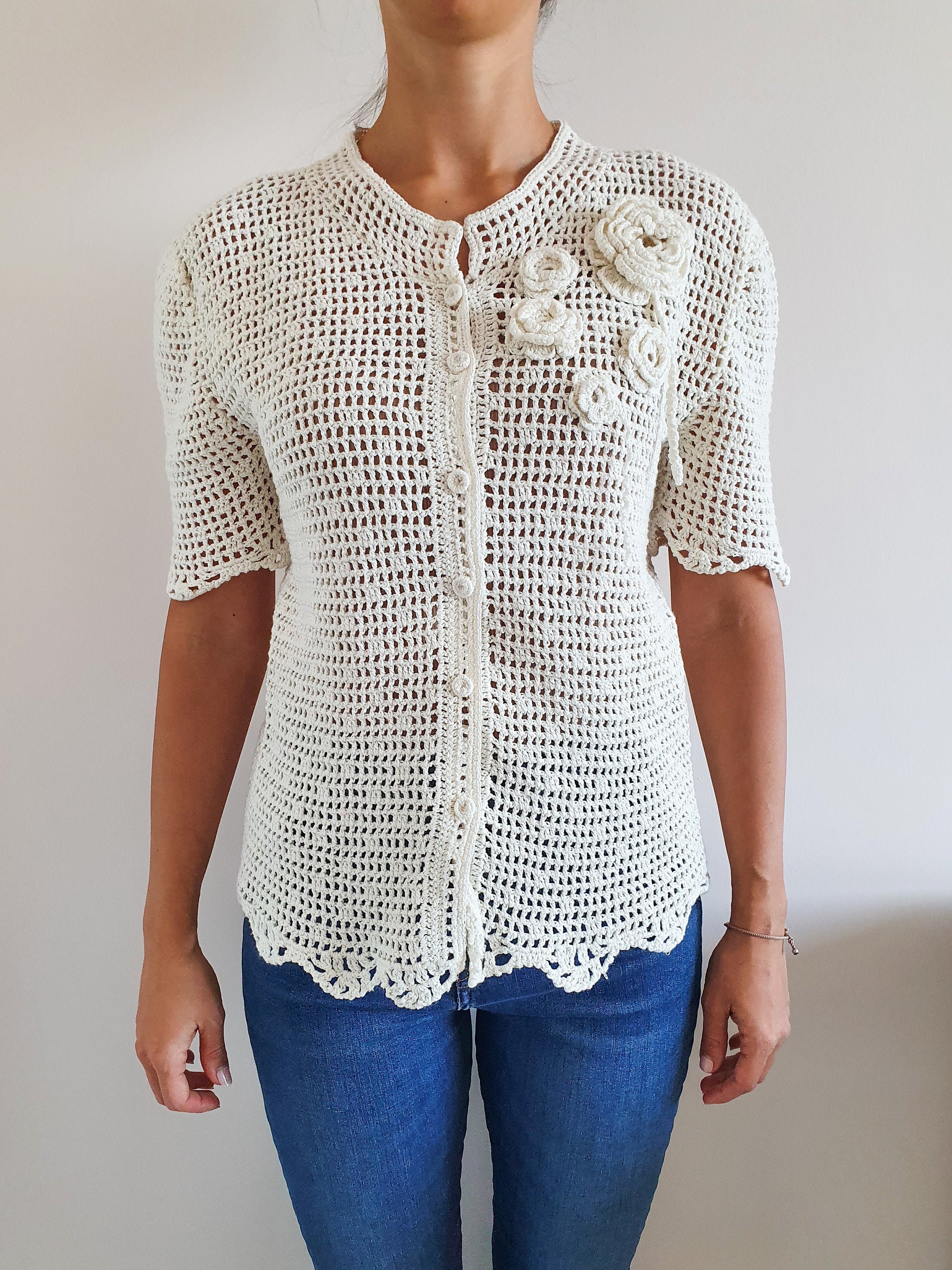 weiße strickjacke kurzarm