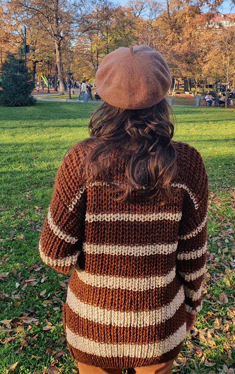 Wool sweater, Hand knit pullover sweater ready to buy, Warm woolly cozy jumper, Chunky knit pullover, Brown sweater, Fall soft top image 2