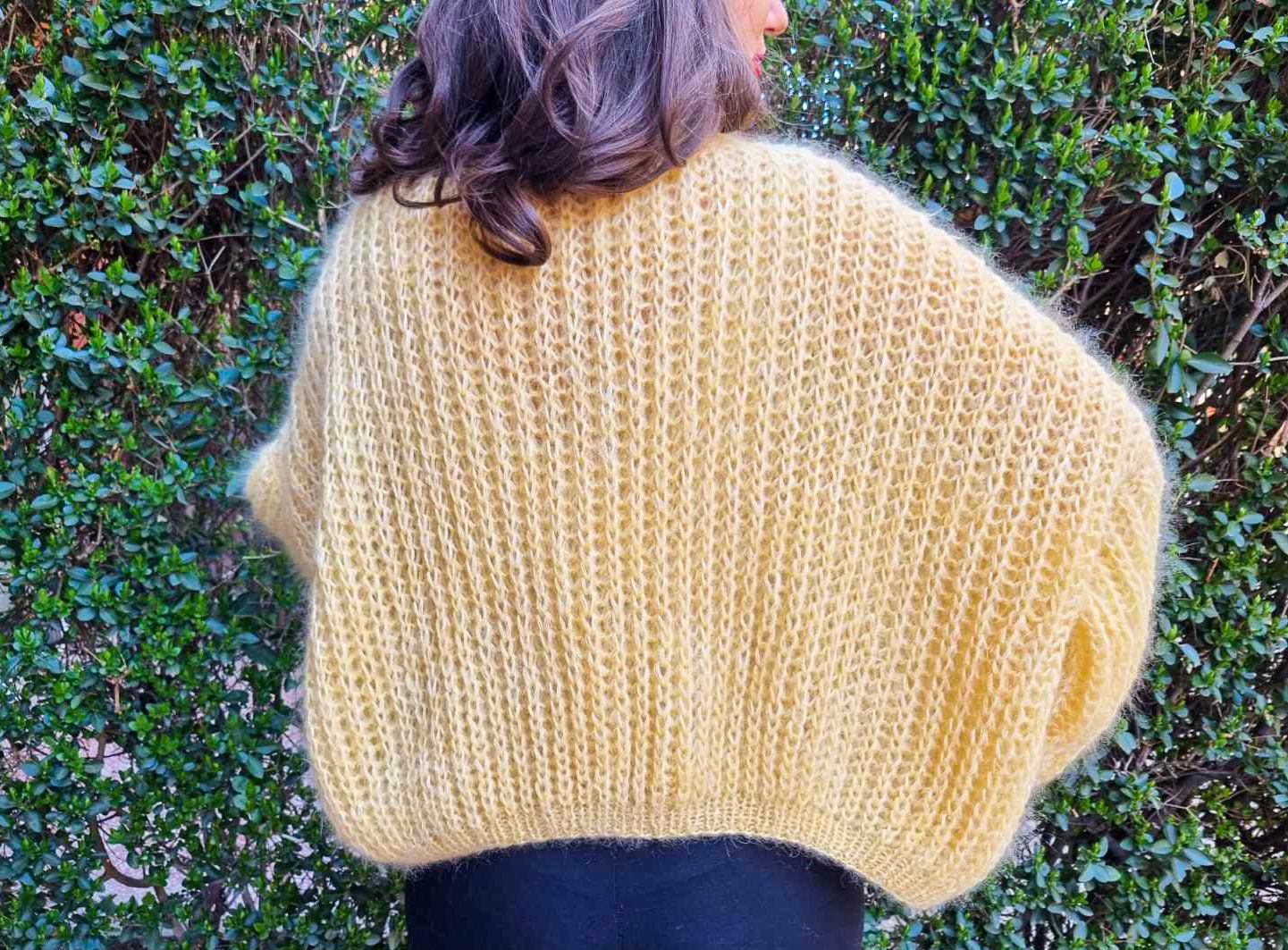 Crochet Mohair Cardigan for Women, Oversized Hand Knit