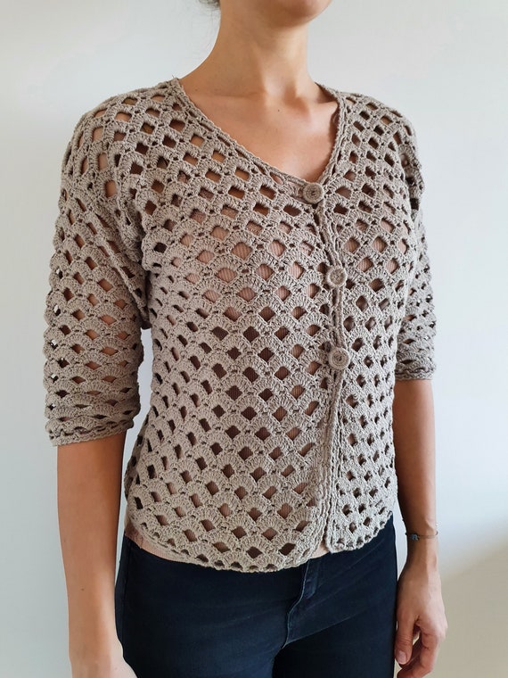 Cardigan Donna Maniche Corte Lavorato A Maglia Bolero All - Foto 6