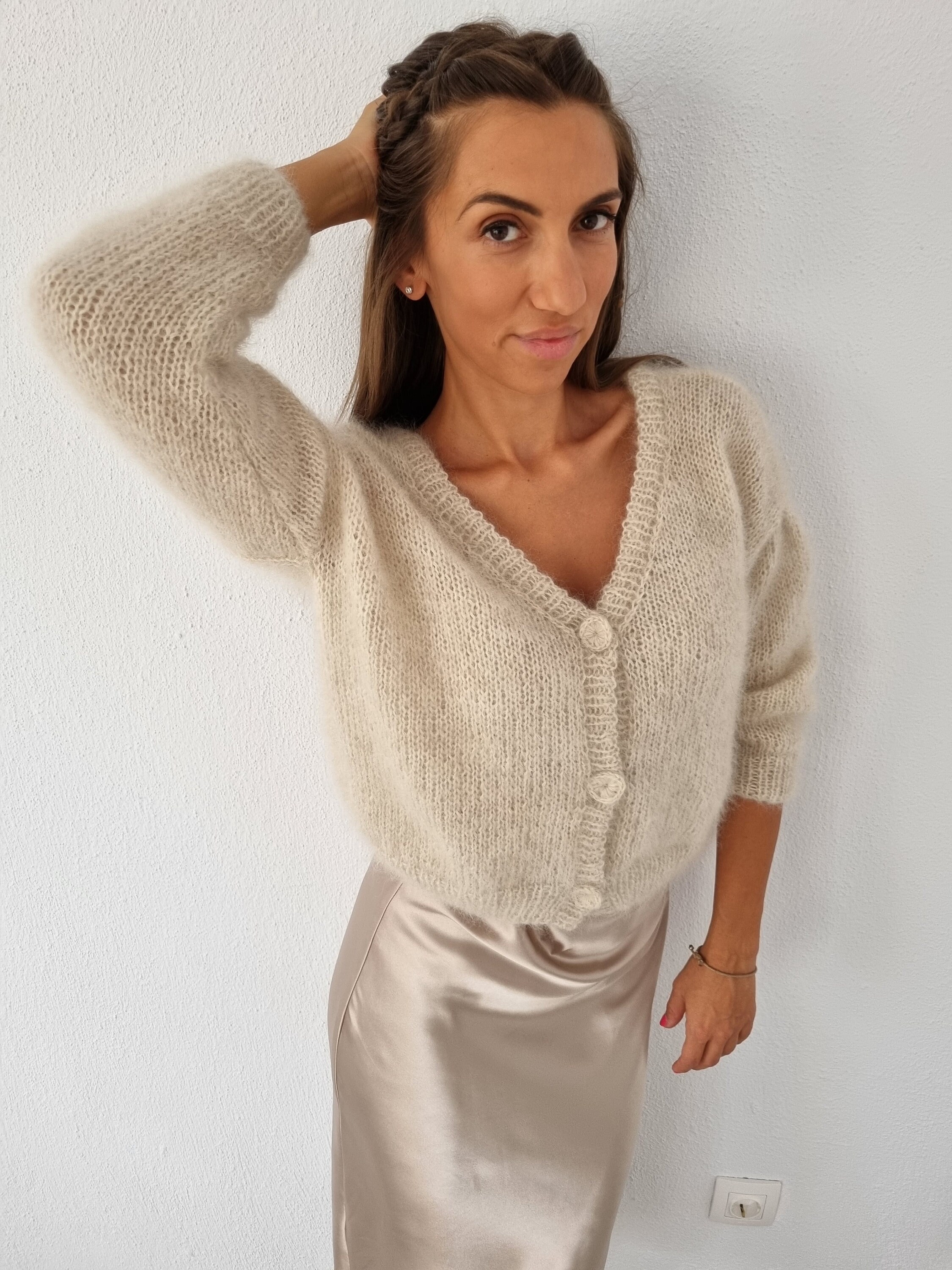 Kid Mohair Cardigan Sweater for Women Hand Knit Designer - Etsy