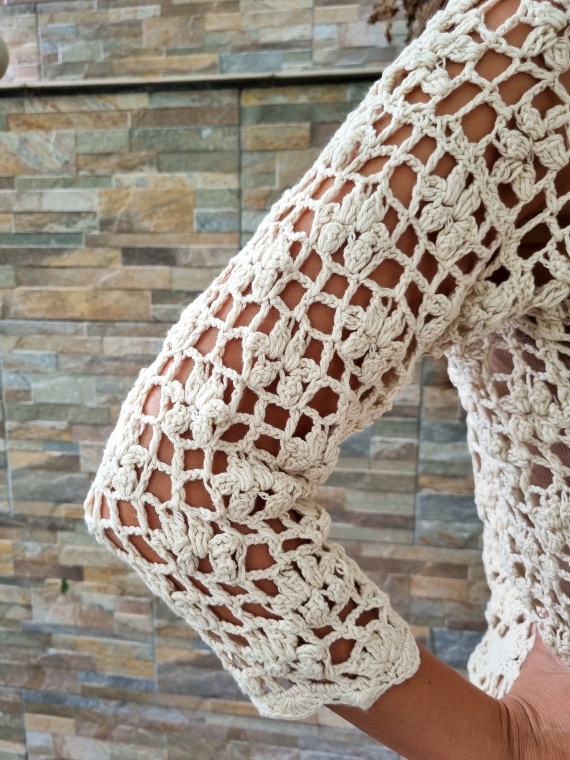 Long sleeve Crochet cardigan for women Summer cotton bolero Etsy