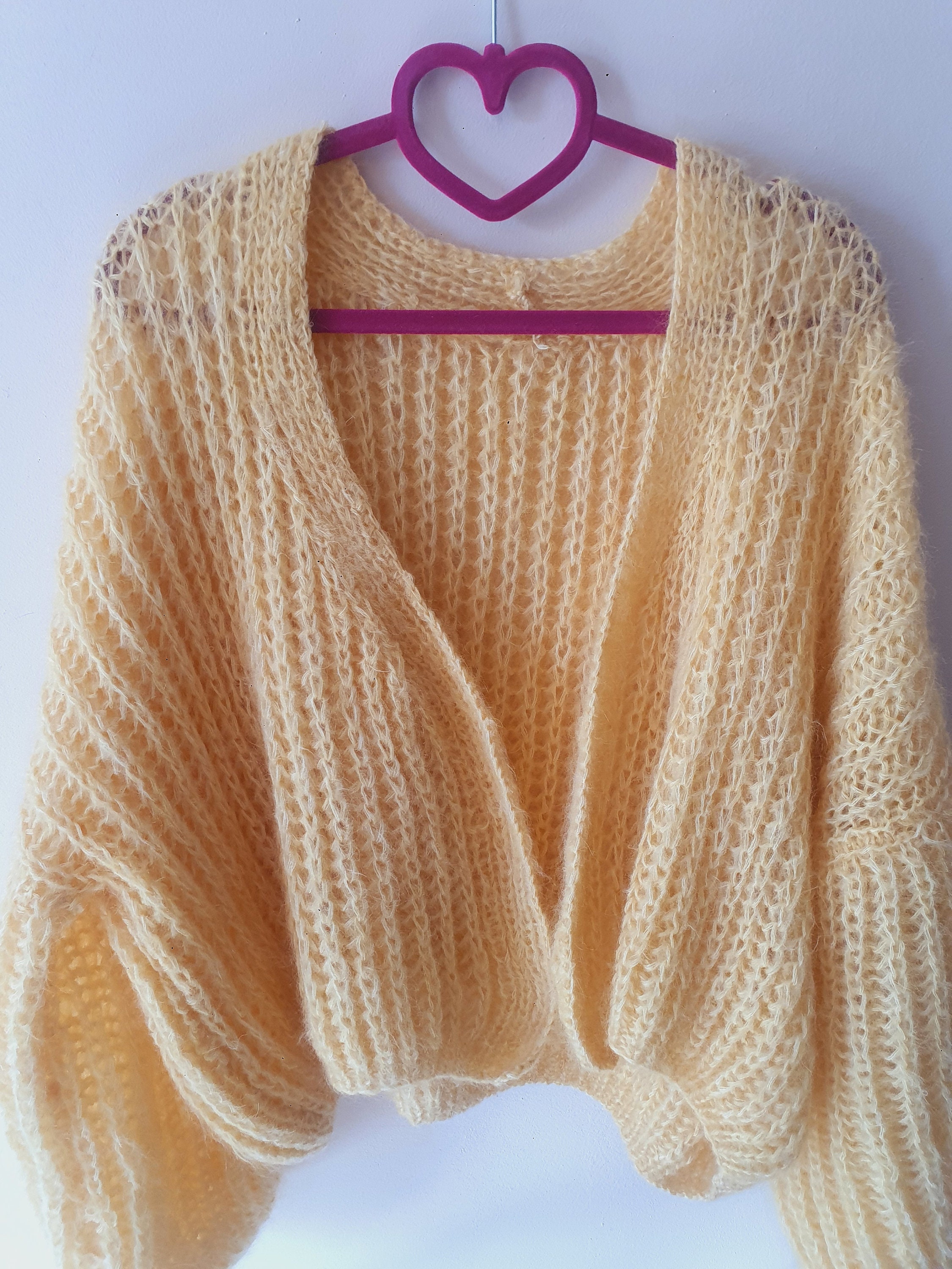 トップス Mohair Knit Cardigan Jacket Mohair Cardigan Jacket for Women, Open Front Mohair Sweater