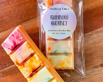 Rainbow Sherbet Wax Melt Snap Bar, Strong Scented Soy Wax