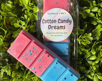 Cotton Candy Dreams Scented Wax Melts, Soy Blend Snap Bar