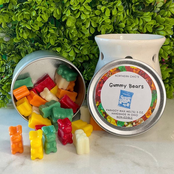 Gummy Bear wax melts, strong scented,  yummy gummy bear scented wax melts for gifts or yourself! Cute novelty gift idea for anyone