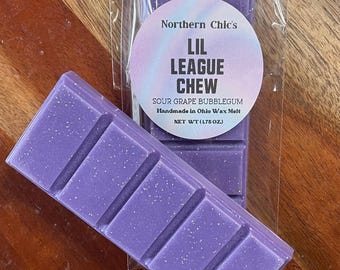 Grape Bubblegum Snap Bar Wax Melts, Soy Blend, Handmade in Ohio