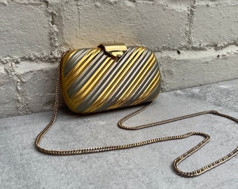 1980s Tiny Metal Gold & Silver Evening Bag