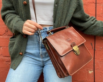 Small Dark Brown Leather Satchel