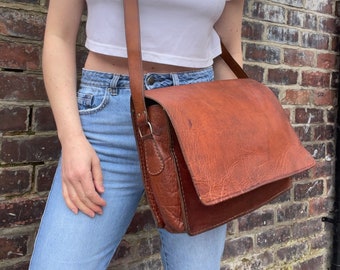 Moroccan Waxy Leather Brown Satchel