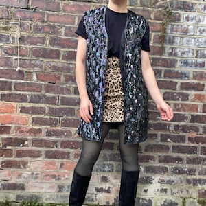 Long Black Sequin Vest Top UK Size up to 14