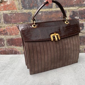 Late 80s Slim Top Handle Leather Bag Made by Picard