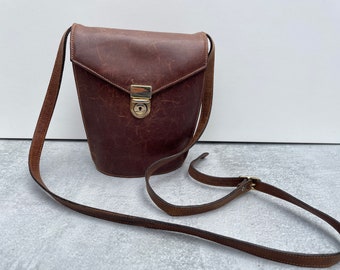 Small Brown Rustic Leather Cross Body Bag