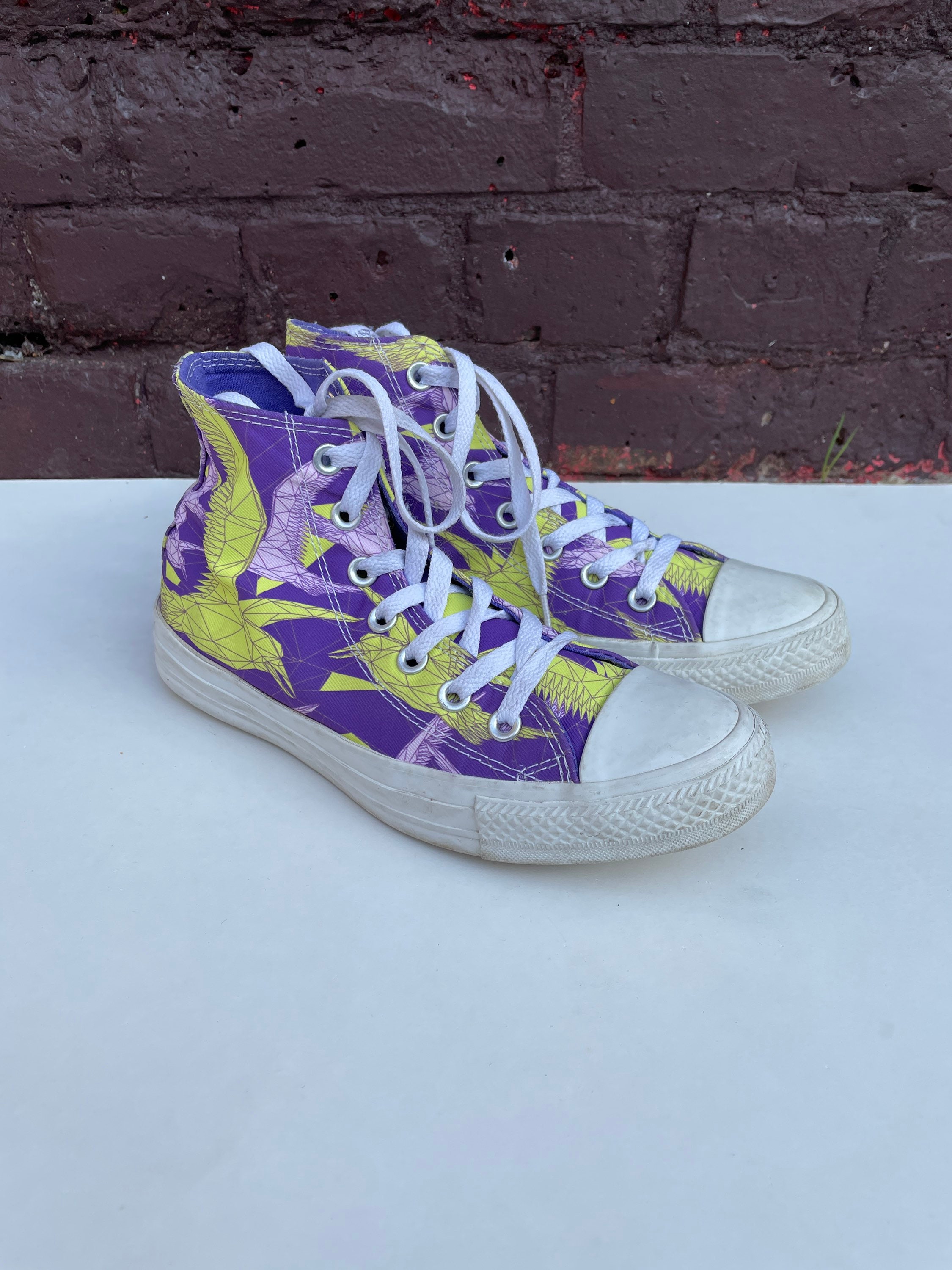 Vintage Converse Hi Tops Purple & Yellow | Etsy