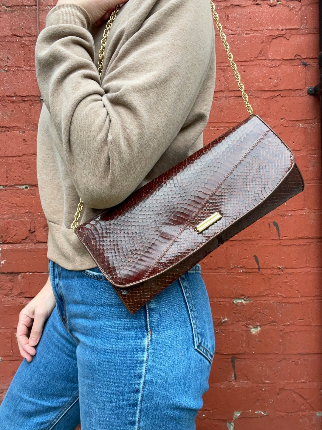 Snail Latch Brown Handbag