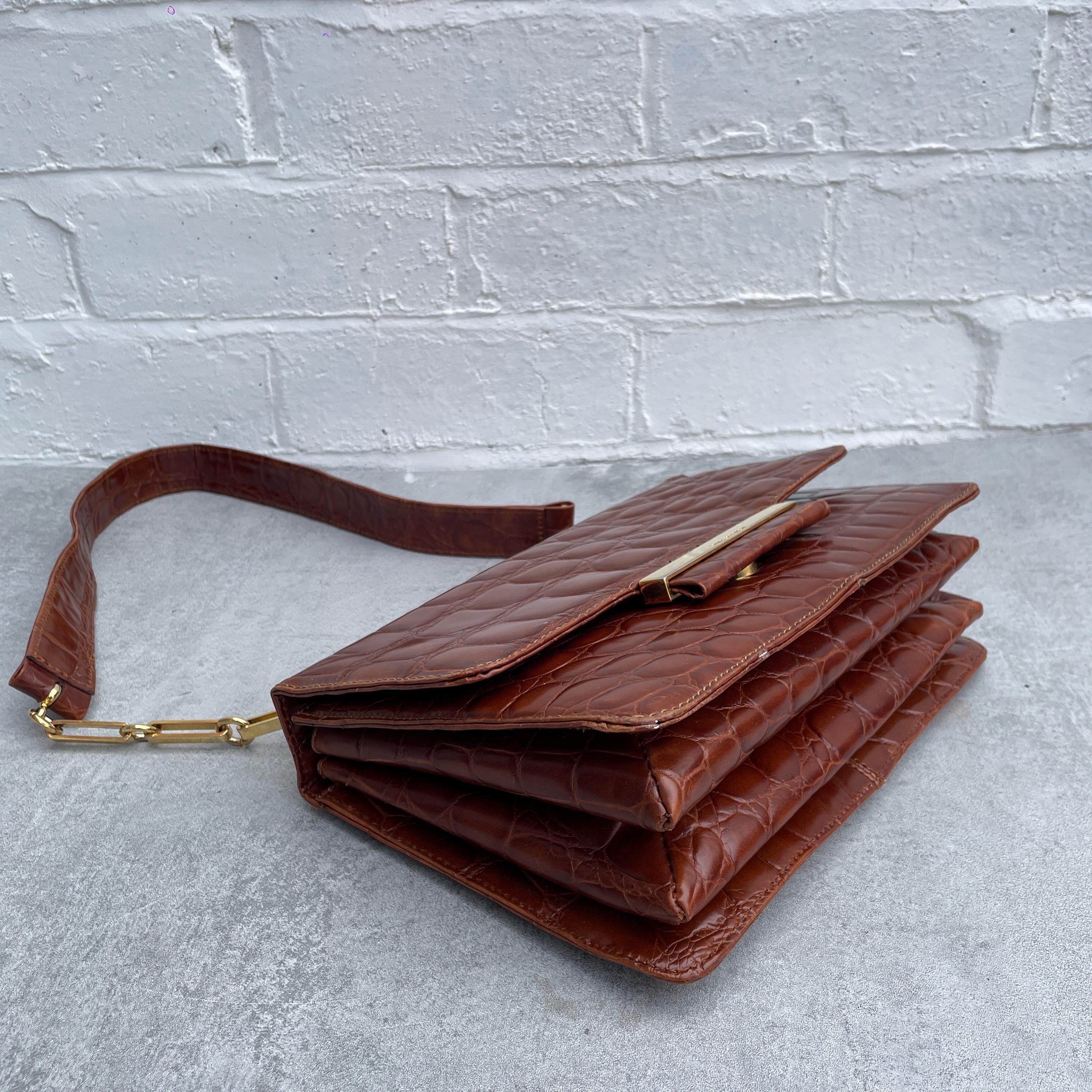 Francesco Biasia Croc Print Leather Shoulder Bag - Etsy