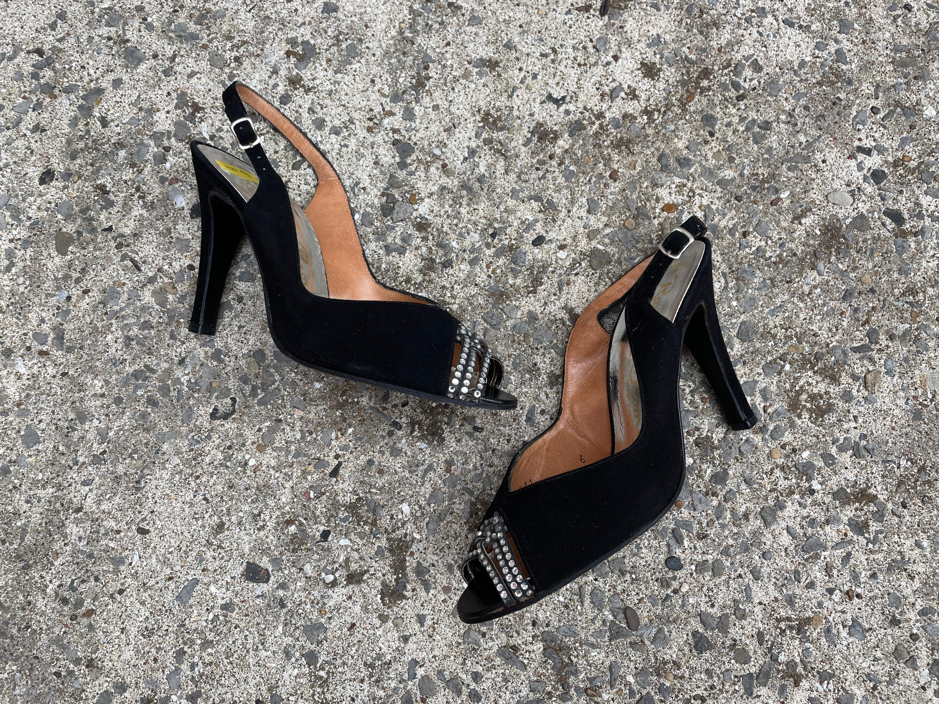 Black suede sandal heels new arrivals