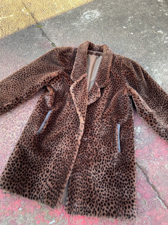 80s Faux Fur Leopard Print Coat