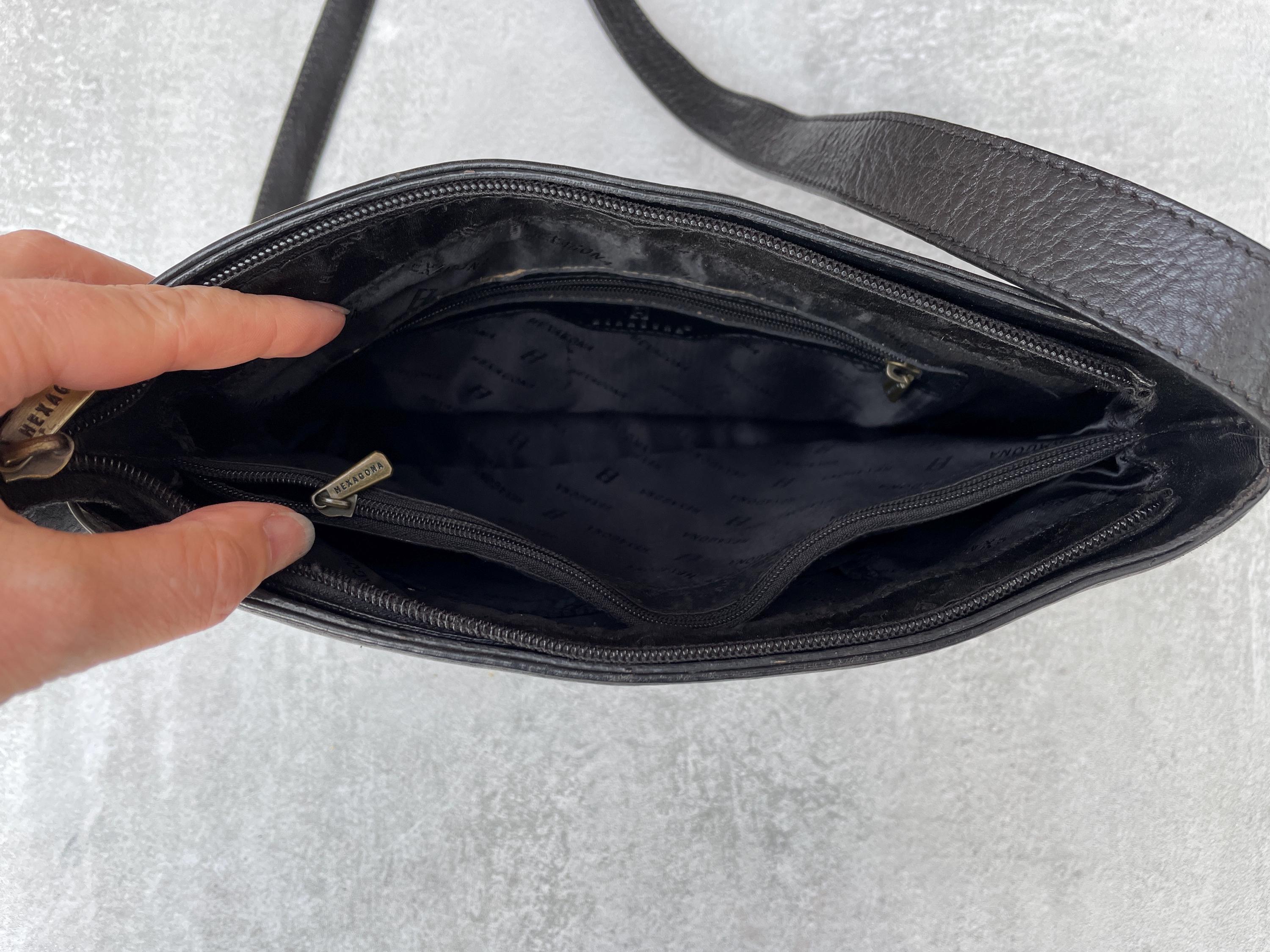 Vintage Black Leather Shoulder Bag: Hexagona Everyday Bag - Etsy
