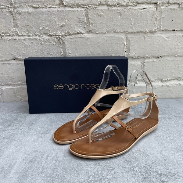 Sergio Rossi Jelly & Leather Flat Sandals Size UK 3