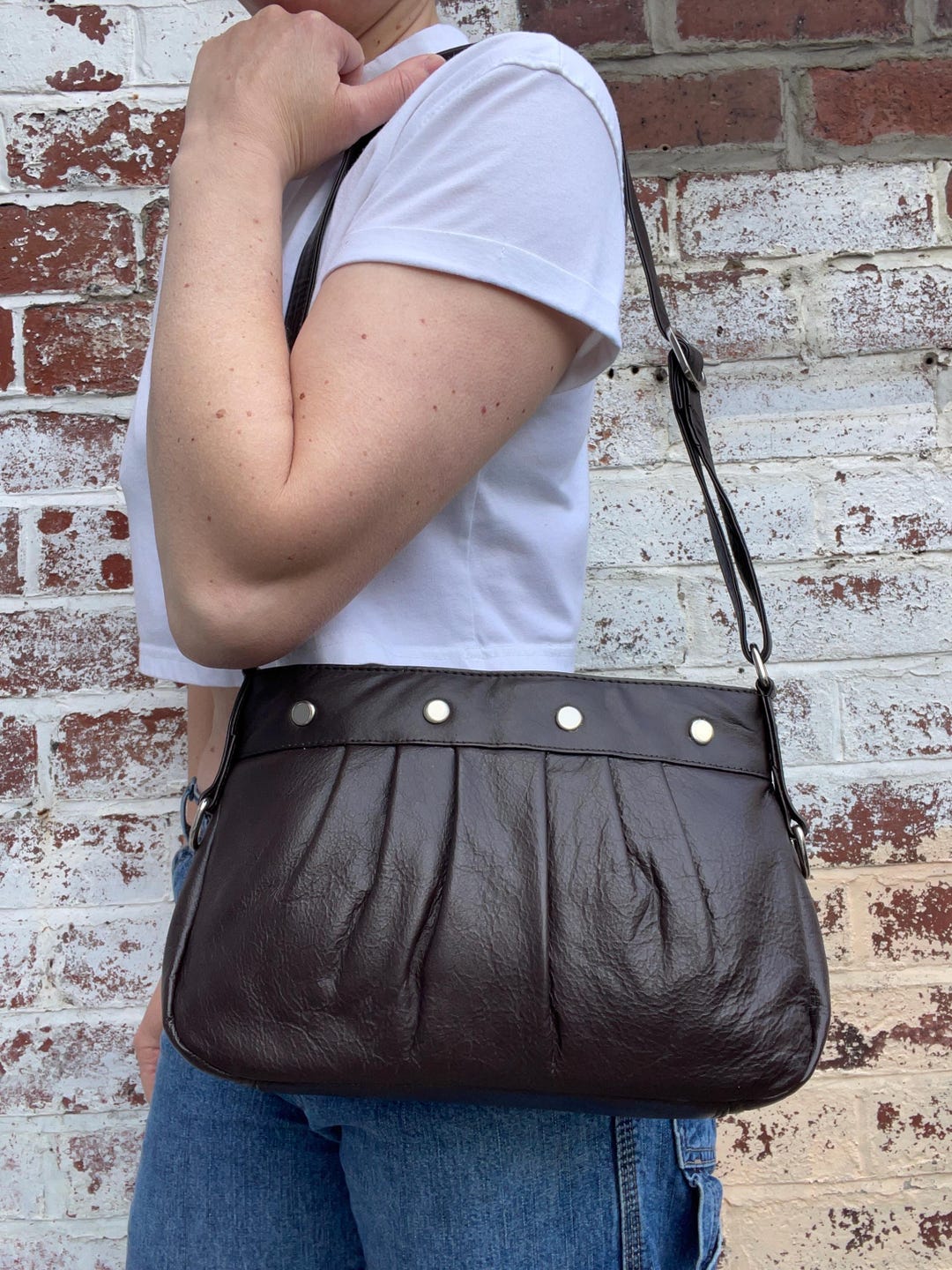 【00s】Hamano”Mietia”LeatherOneShoulderbag 00s Dark Brown Studded Leather Shoulder Bag - Etsy