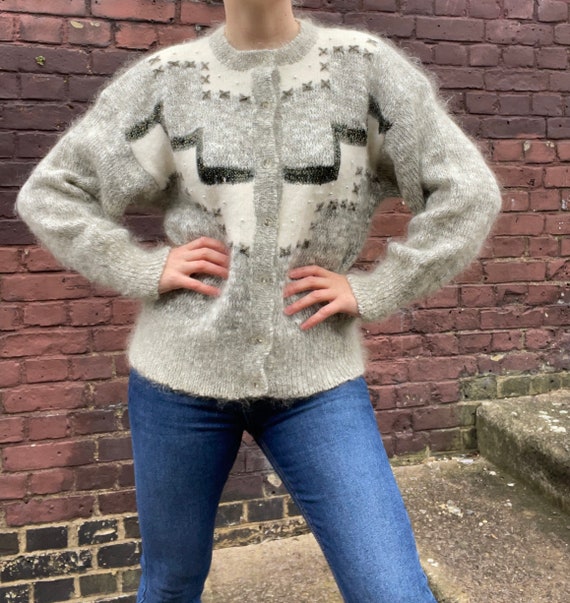 Fluffy Mohair 80s Cardigan - image 2