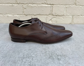Paul Smith Slim Dark Brown Lace Up Shoes with Brogueing Detail UK Size 8
