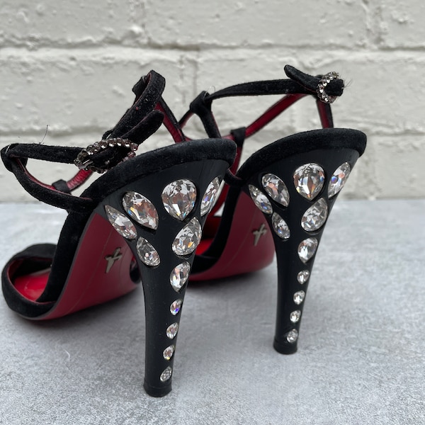 Cesare Paciotti Jewelled Suede Heeled Sandals UK Size 4