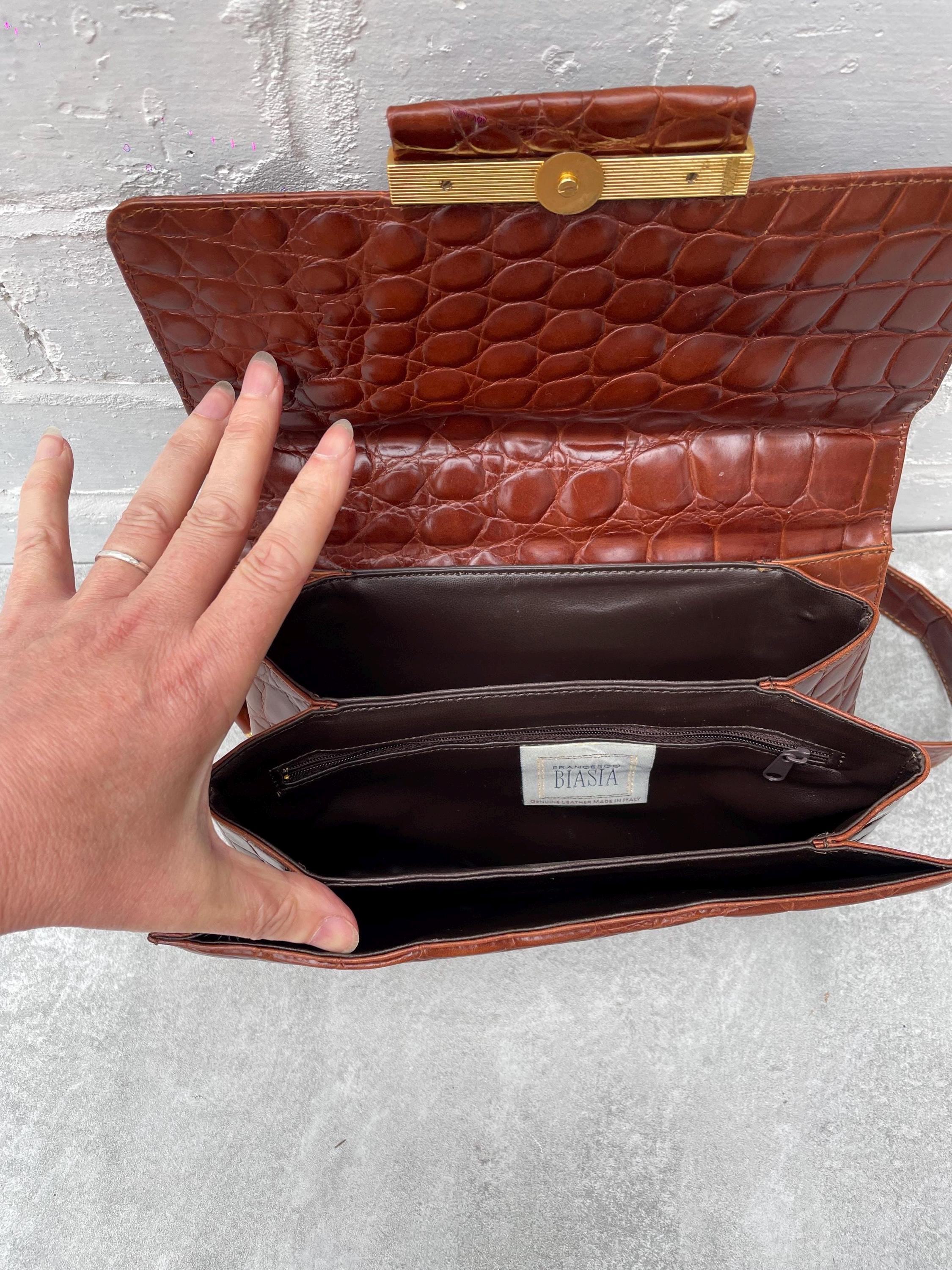 Francesco Biasia Croc Print Leather Shoulder Bag - Etsy