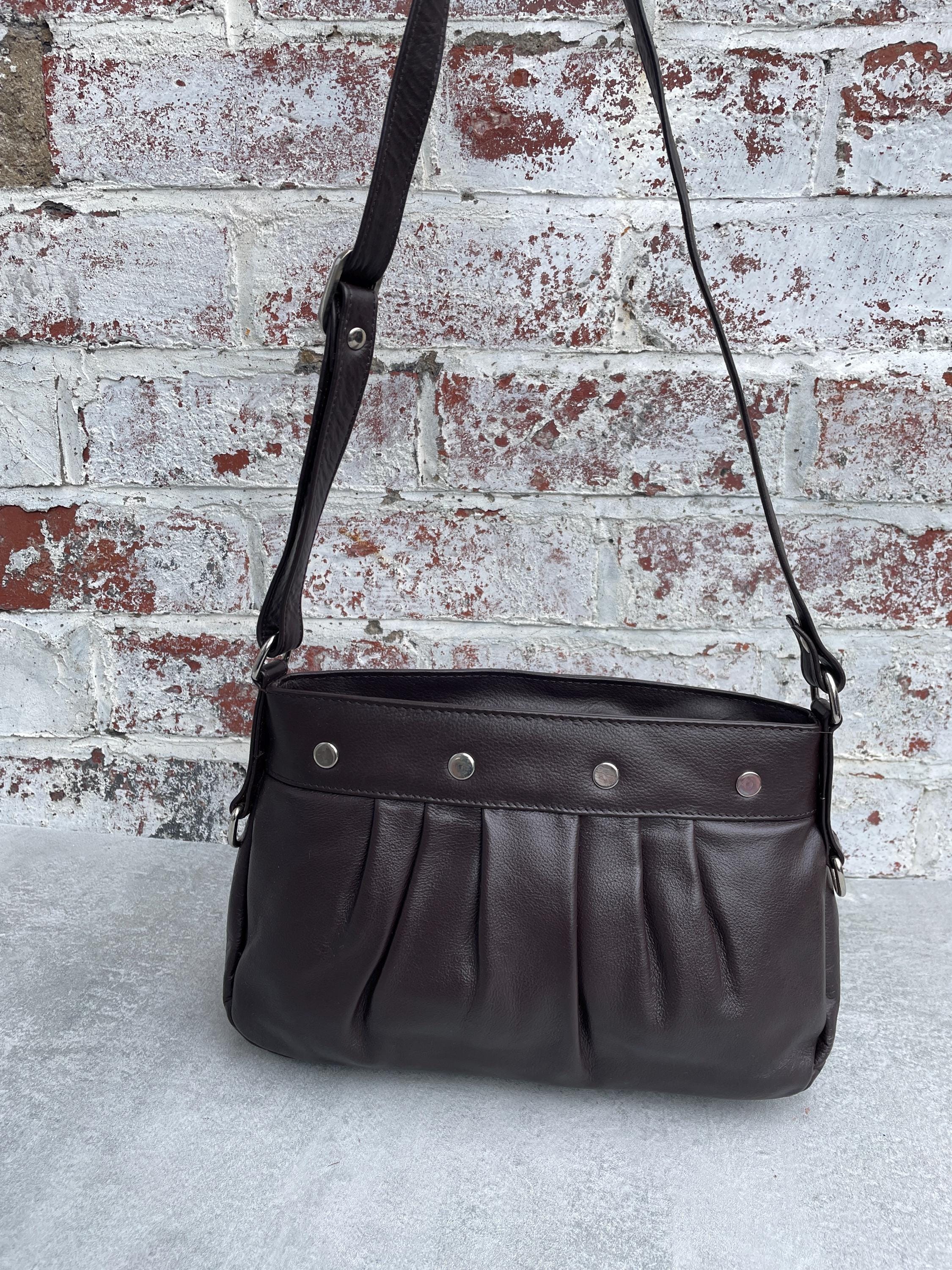 00s Dark Brown Studded Leather Shoulder Bag - Etsy