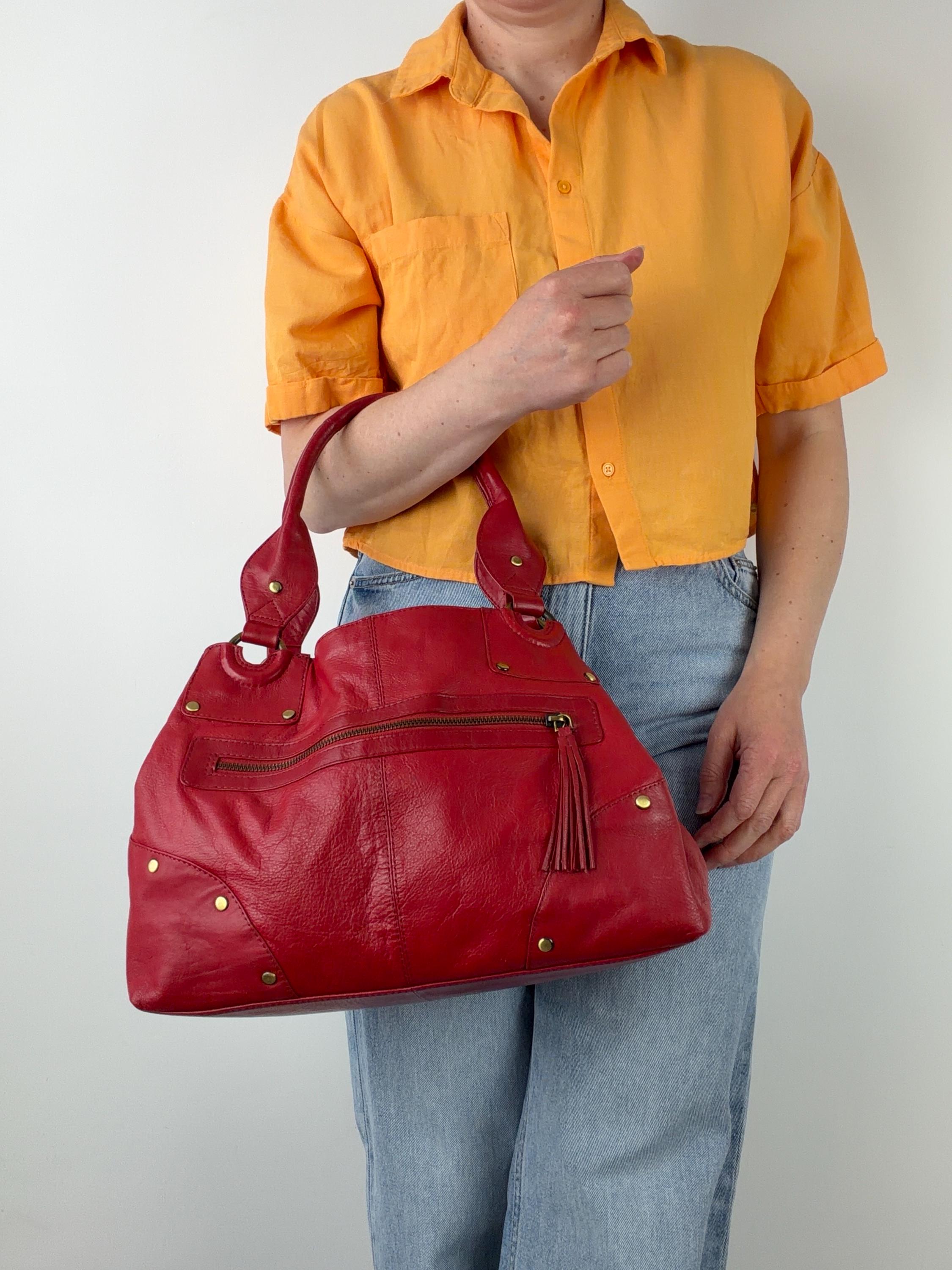 Y2k red leather shoulder bag - Etsy 日本