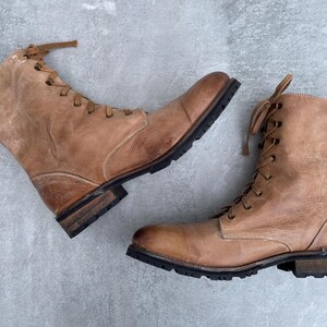 Paolo Vandini Brown Leather Distressed Lace up Boots UK Size  display picture 2