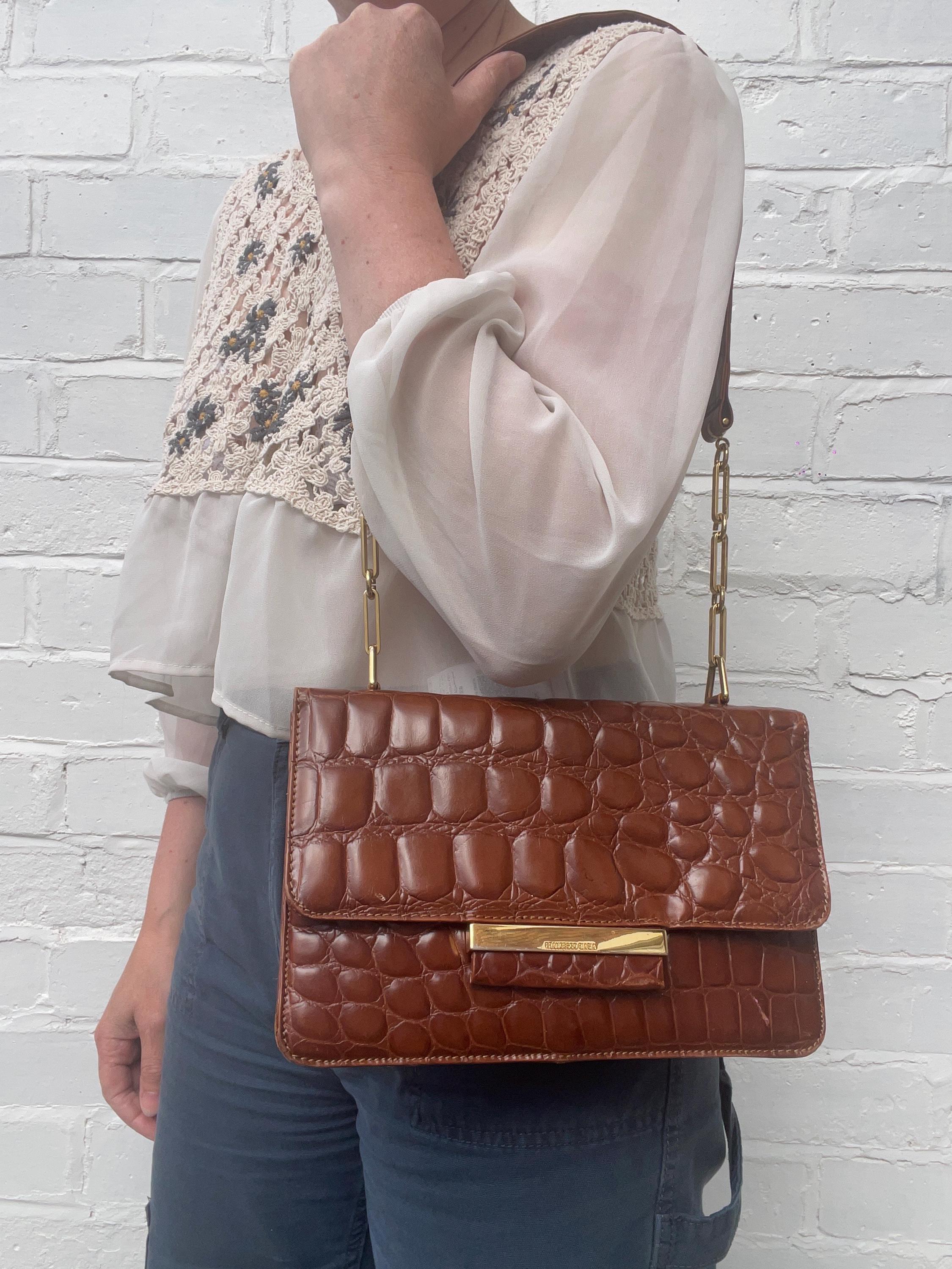 Francesco Biasia Croc Print Leather Shoulder Bag - Etsy