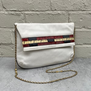 White Leather Clutch Etsy UK