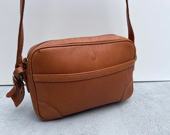 Ralph Lauren Grained Tan Leather Crossbody Bag