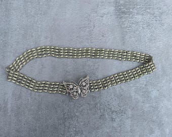 Y2K Diamante Butterfly Buckle Chain & Leather Waist Belt - Etsy