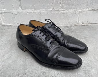 Loake Bros Classic Polished Black Leather Lace up Brogues UK Size 7