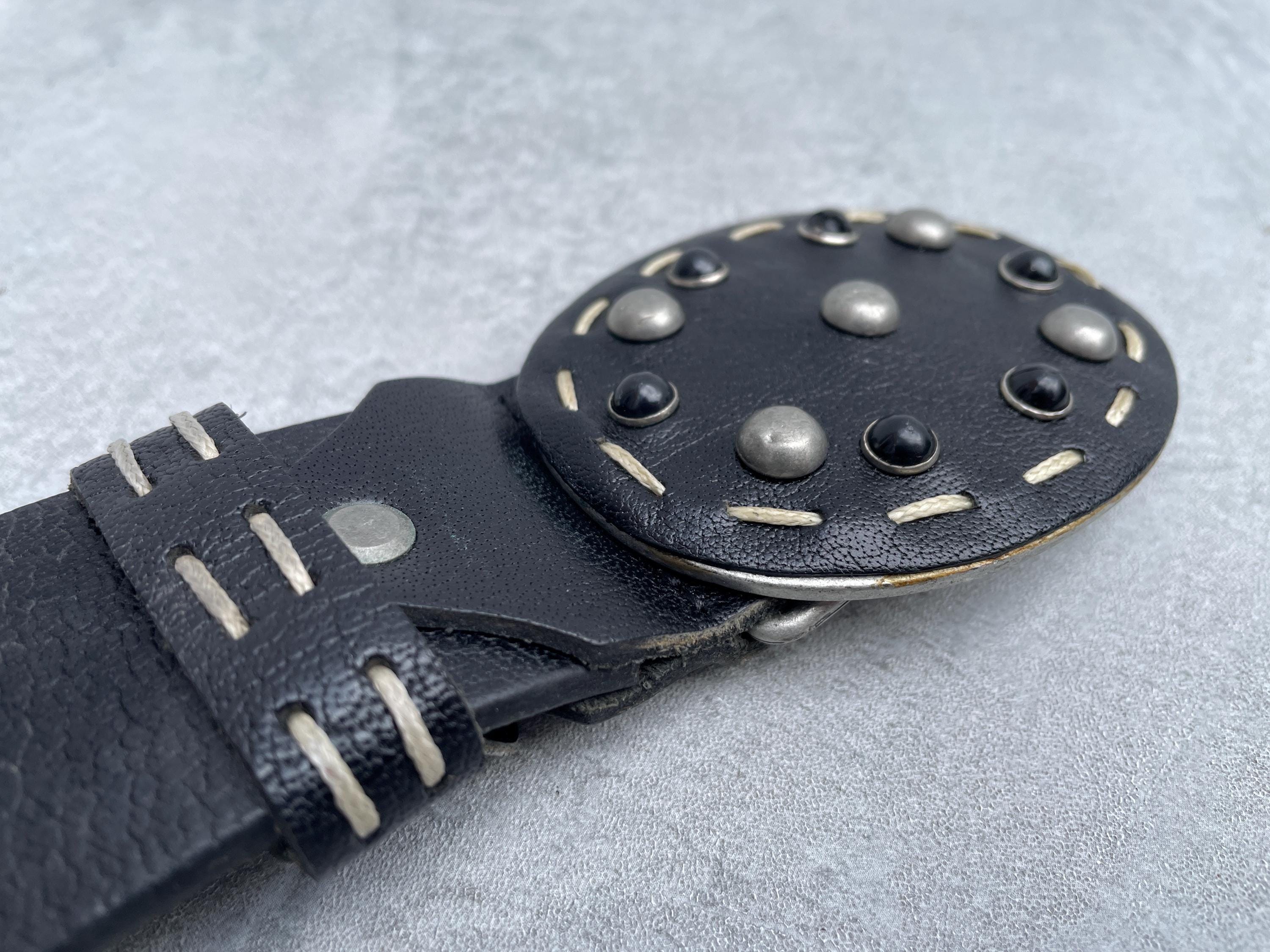 Vegan Leather Studded Y2K Oval Statement Belt Amazon.com: CWCYYDSYY Stars Studded Belts Y2K Punk Hip Hop  main image 2