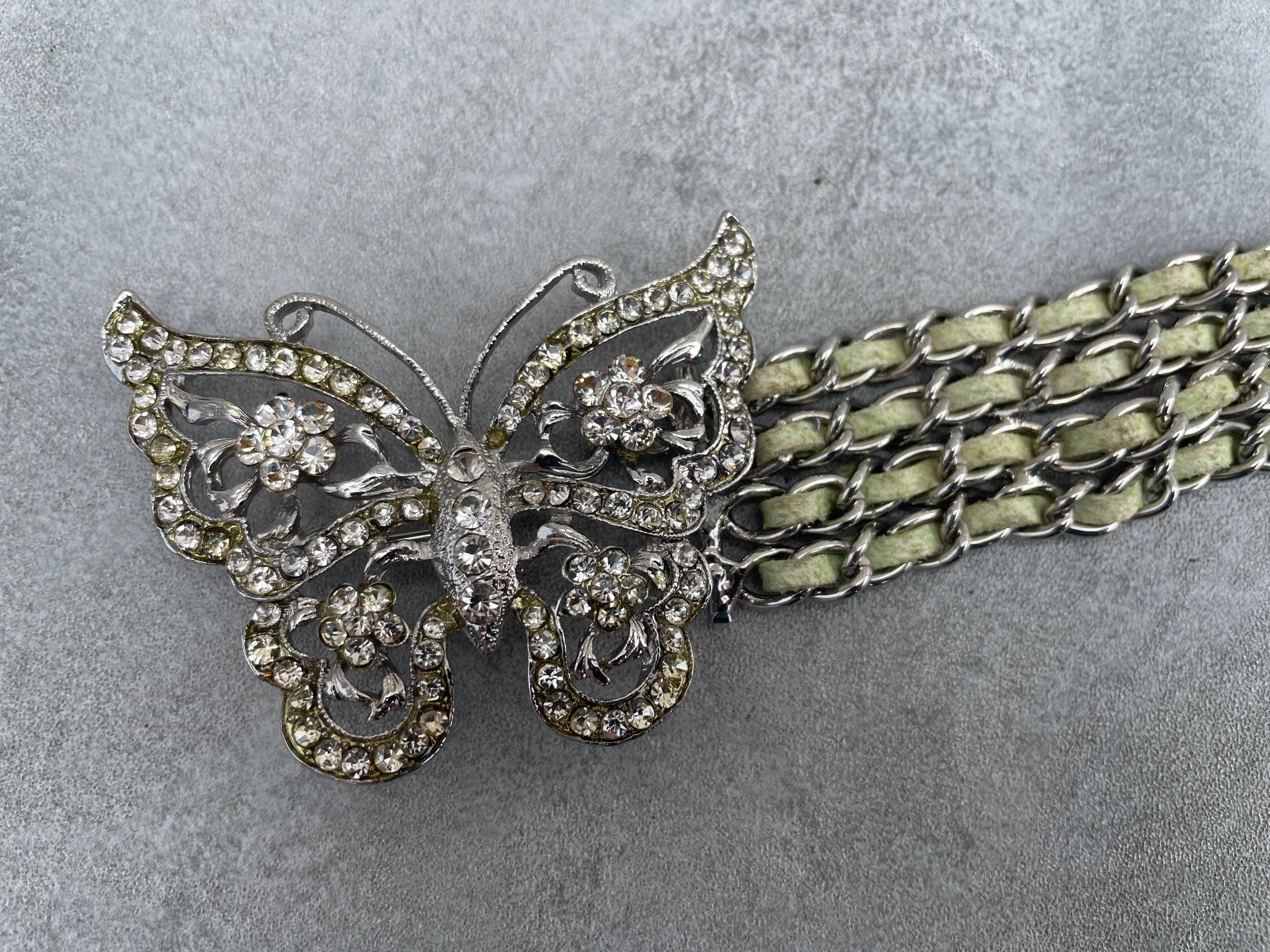 Y2K Diamante Butterfly Buckle Chain & Leather Waist Belt - Etsy