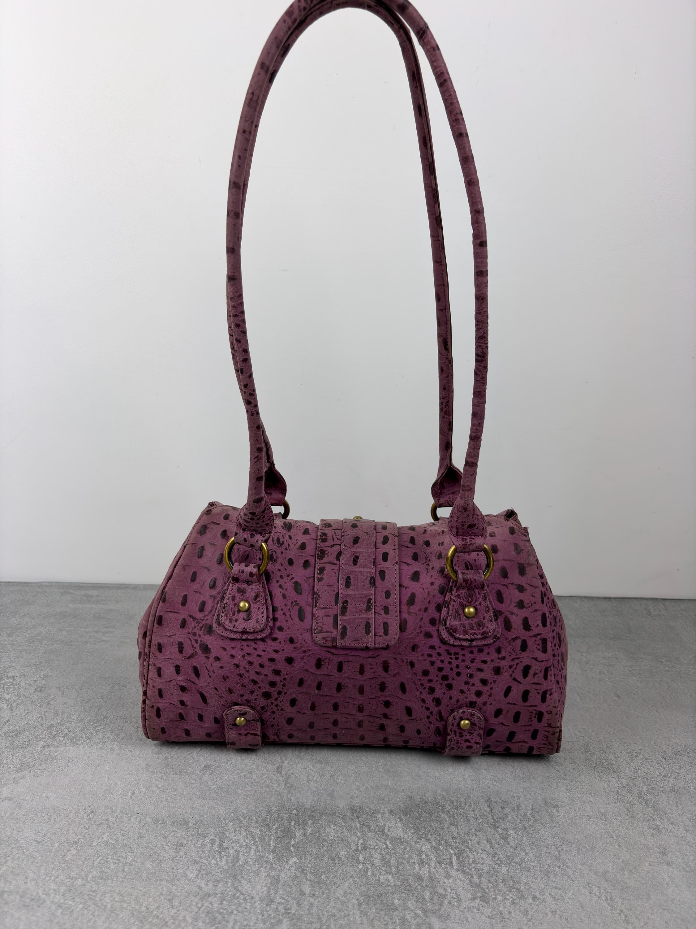 Y2K Faded Purple Croc Print Leather Shoulder Bag - Etsy