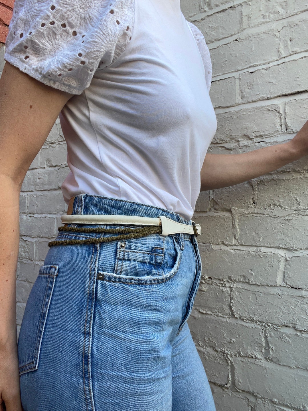 80s Twisted Metal Rope & Leather Belt Etsy