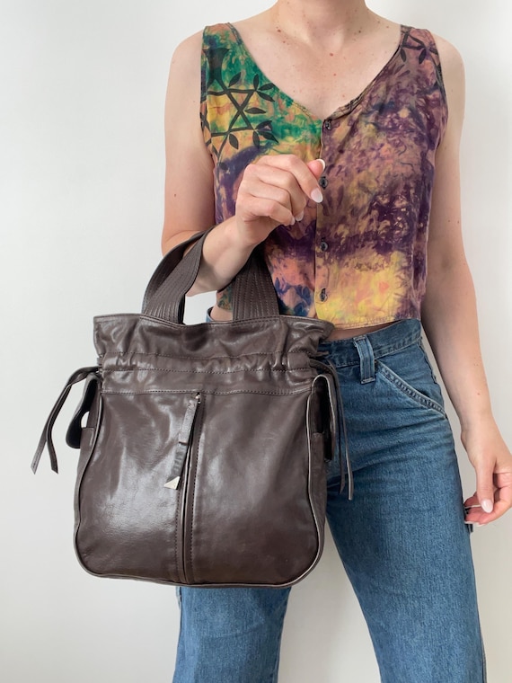 Borsa a due manici in pelle marrone scuro Francesco Biasia - Etsy