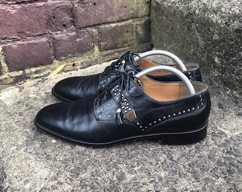 Mauri for Russell & Bromley Black Leather Studded Mens Shoes